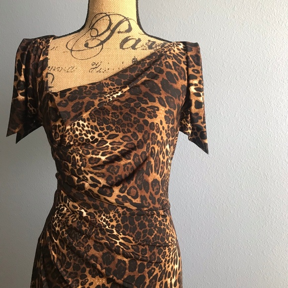 David Meister Dresses & Skirts - David Meister Leopard Print Midi Dress Size 14